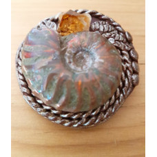 #3 opalized ammonite and citrine handmade pendant