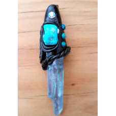 #15 aura crystal and turquoise clay pedant 