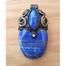 #14 lapis lazuli and clay pendant